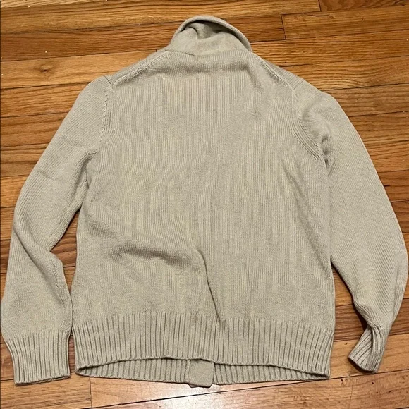 Lands End Cardigan Grandpa Fisherman Sweater Cream Medium 10-12 - Picture 6 of 6